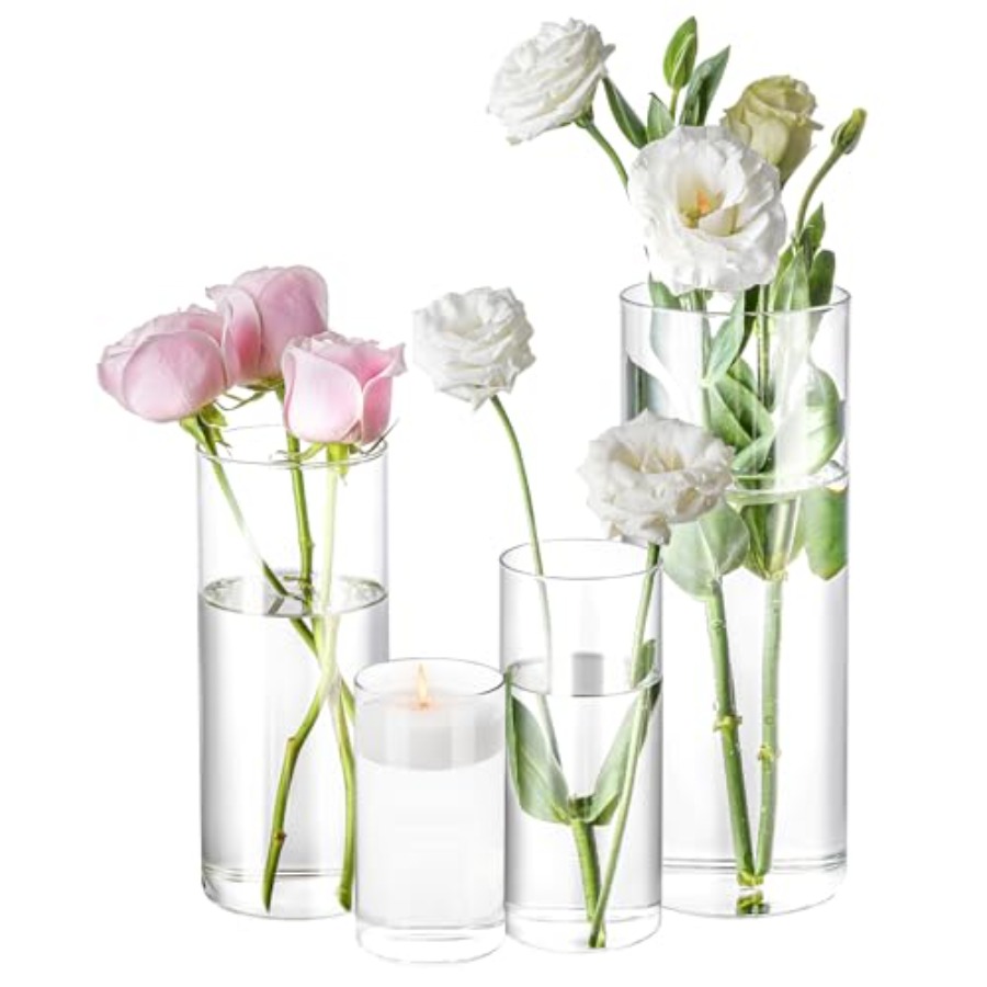 Centerpiece Vase Tall - 4 Pack Glass Cylinder Vases 4,
