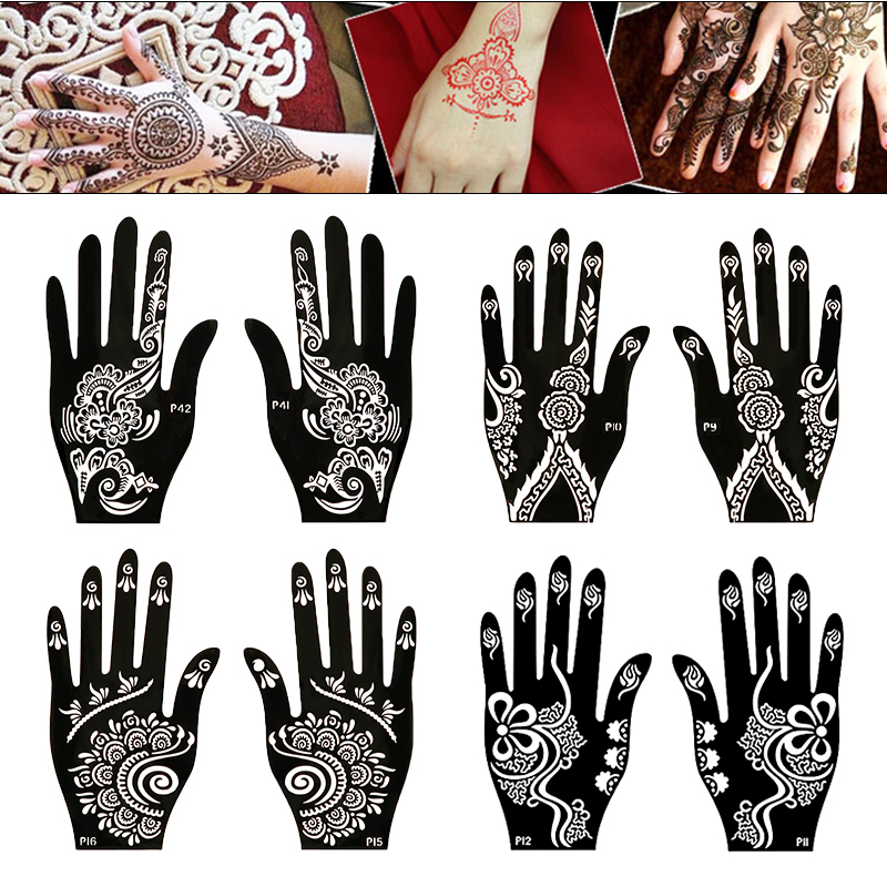 Indian Wedding Supply - 2pcs Henna Tattoo Stencils Templates For