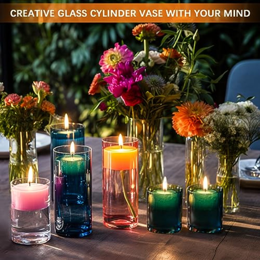 4 Pack Glass Cylinder Vases 4, - Centerpiece Vase Tall review and price