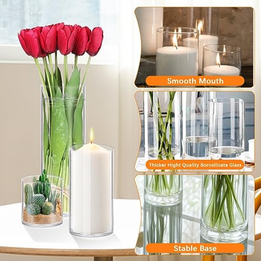 4 Pack Glass Cylinder Vases 4, - Centerpiece Vase Tall review and price