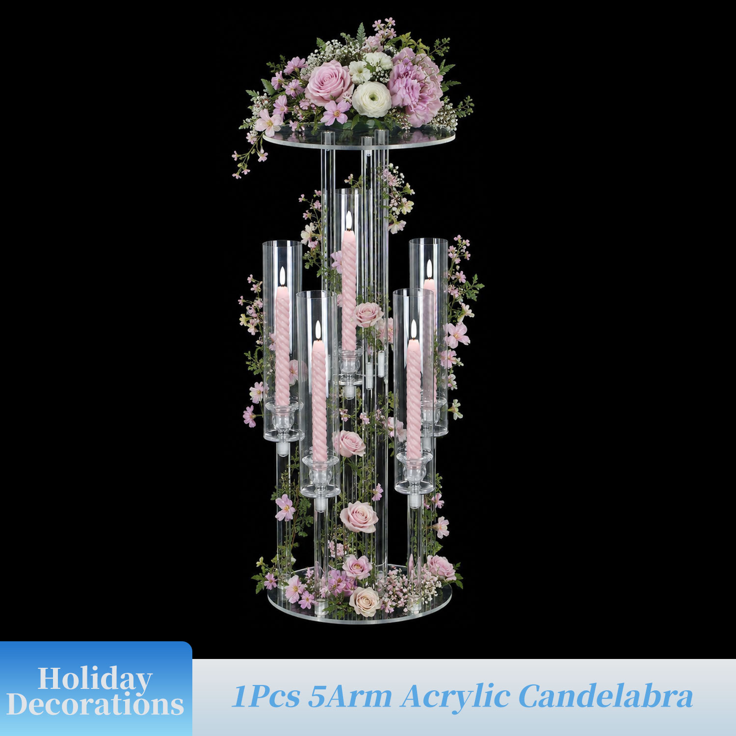 Clear 5-Arm Acrylic Candelabra - Centerpiece Vase Tall review and price