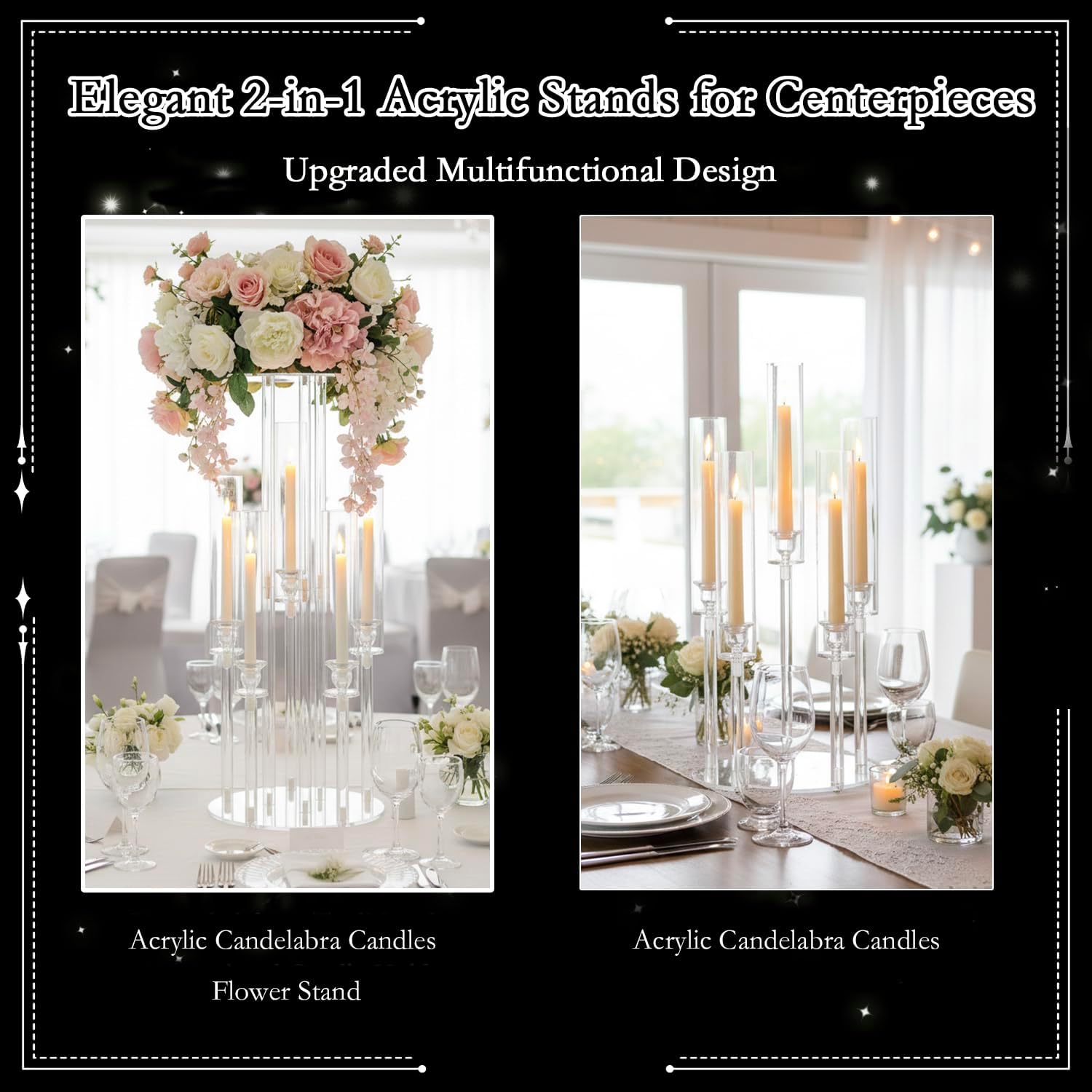 Clear 5-Arm Acrylic Candelabra - Centerpiece Vase Tall review and price