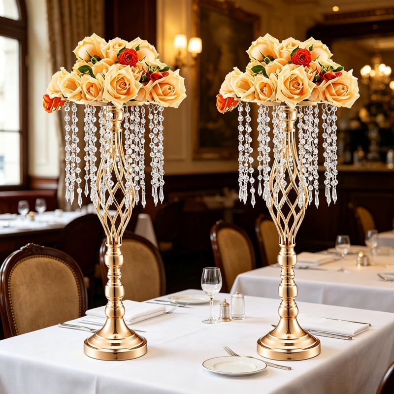 Elegant Tall Gold Crystal Flow - Centerpiece Vase Tall review and price