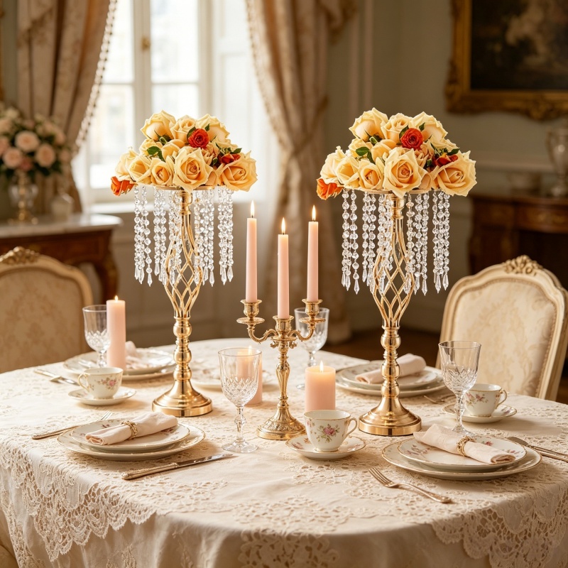 Elegant Tall Gold Crystal Flow - Centerpiece Vase Tall review and price