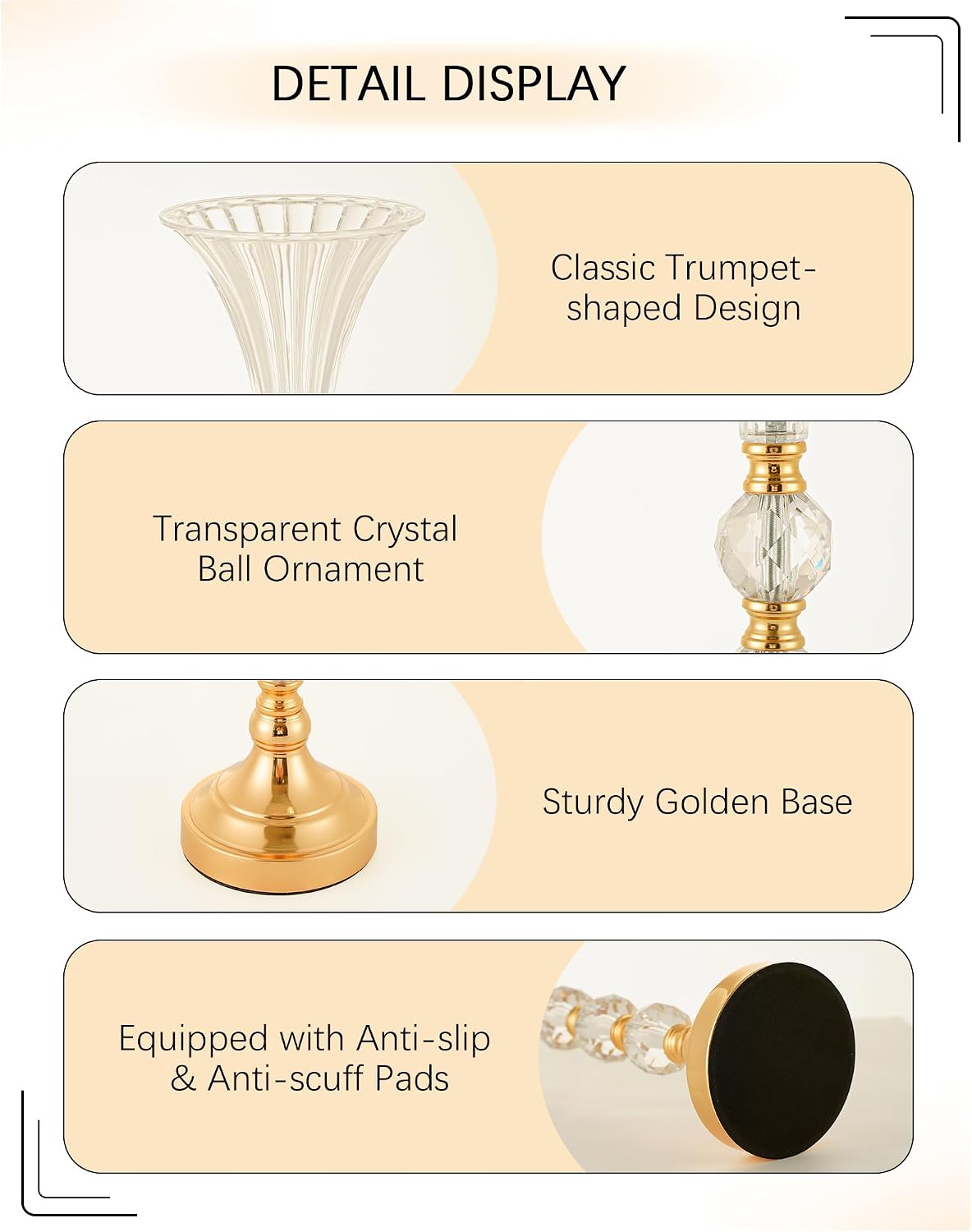 Set of 3 Gold Acrylic Trumpet  - Centerpiece Vase Tall review and price